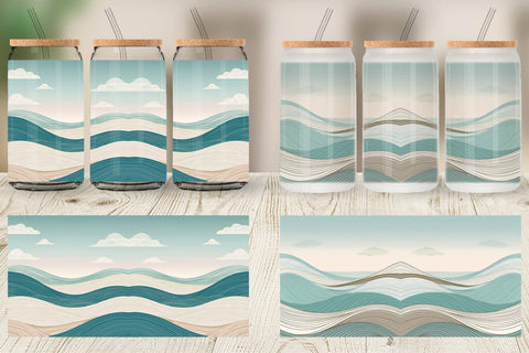 Glass Can Serene Line Landscape Sublimation artnoy 