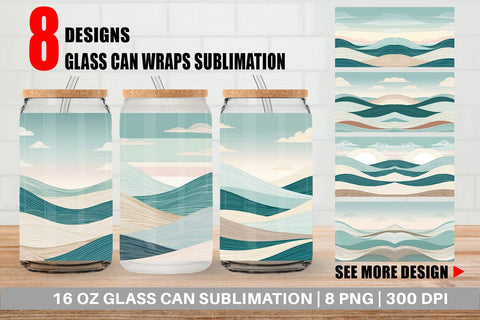Glass Can Serene Line Landscape Sublimation artnoy 