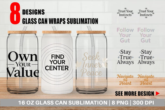 Glass Can Serene Soulful Wisdom Quote Sublimation artnoy 