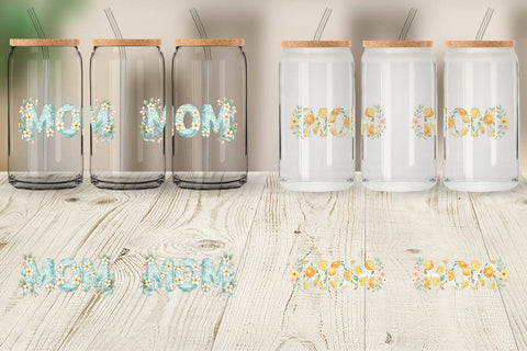 Glass Can Shabby Chic Tropical MOM Watercolor Sublimation artnoy 