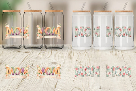 Glass Can Shabby Chic Tropical MOM Watercolor Sublimation artnoy 