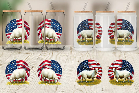 Glass Can Sheep 4th of July Sublimation artnoy 