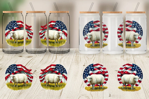 Glass Can Sheep 4th of July Sublimation artnoy 