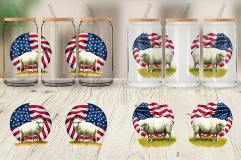 Glass Can Sheep 4th of July Sublimation artnoy 
