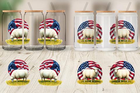 Glass Can Sheep 4th of July Sublimation artnoy 