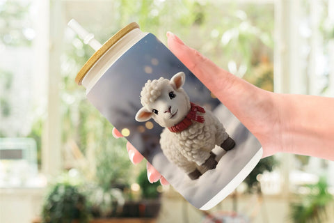 Glass Can Sheep Christmas Sublimation artnoy 