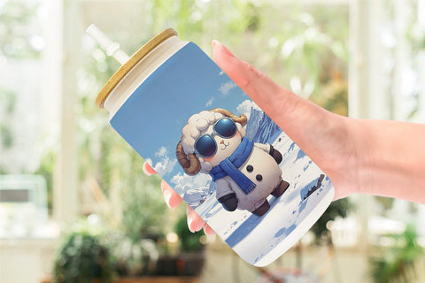 Glass Can Sheep Christmas Sublimation artnoy 