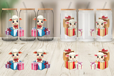 Glass Can Sheep Gift Sublimation artnoy 