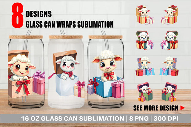 Glass Can Sheep Gift Sublimation artnoy 