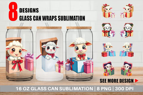 Glass Can Sheep Gift Sublimation artnoy 