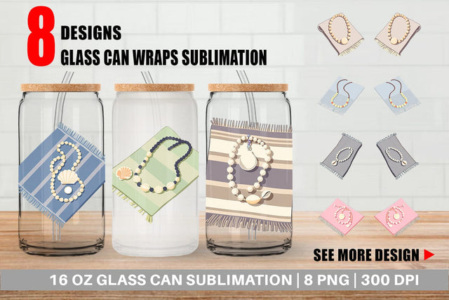Glass Can Shell Necklace Sublimation artnoy 