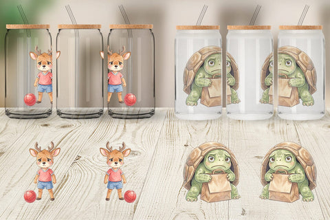 Glass Can Shy Awkward School Animal Watercolor Sublimation artnoy 