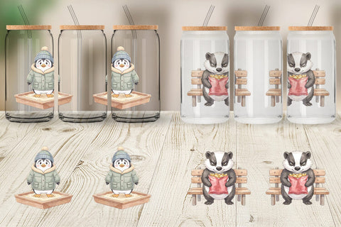 Glass Can Shy Awkward School Animal Watercolor Sublimation artnoy 