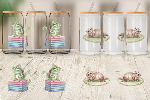 Glass Can Shy Awkward School Animal Watercolor Sublimation artnoy 