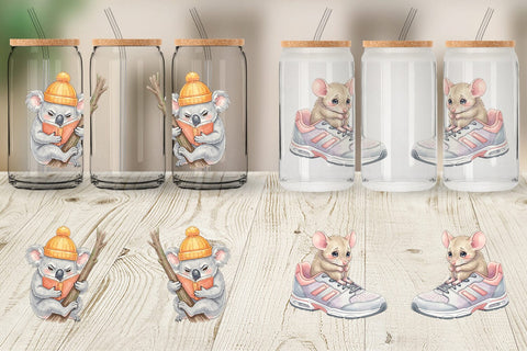 Glass Can Shy Awkward School Animal Watercolor Sublimation artnoy 