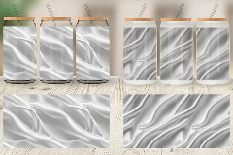 Glass Can Silver Silk Pattern Sublimation artnoy 