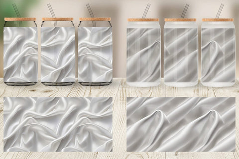 Glass Can Silver Silk Pattern Sublimation artnoy 
