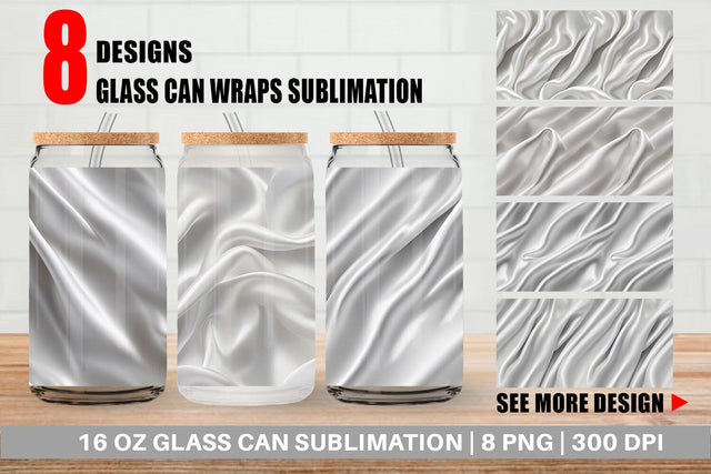 Glass Can Silver Silk Pattern Sublimation artnoy 