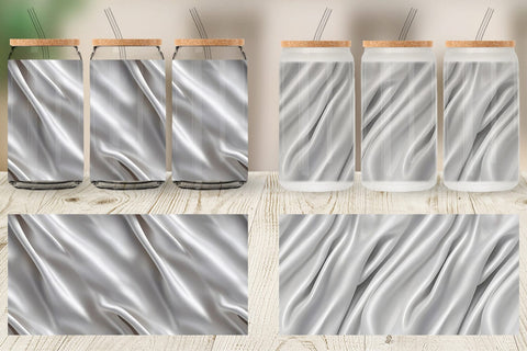 Glass Can Silver Silk Pattern Sublimation artnoy 