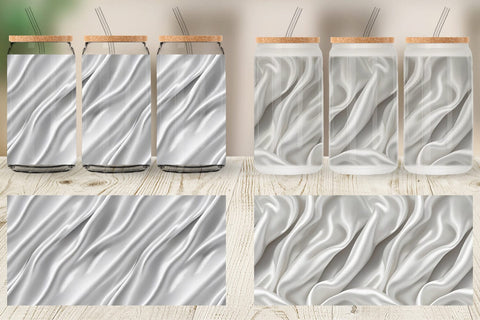 Glass Can Silver Silk Pattern Sublimation artnoy 