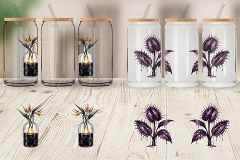 Glass Can Sinister Tropical Goth Botany Sublimation artnoy 