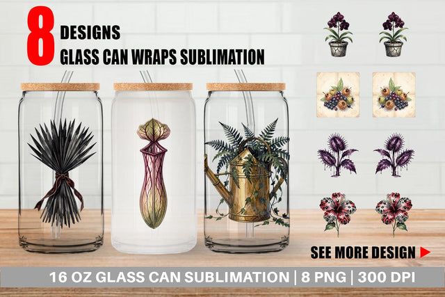 Glass Can Sinister Tropical Goth Botany Sublimation artnoy 