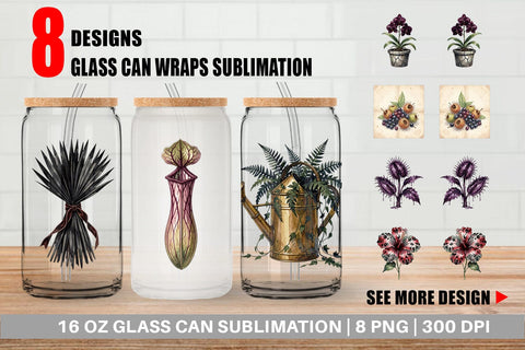 Glass Can Sinister Tropical Goth Botany Sublimation artnoy 