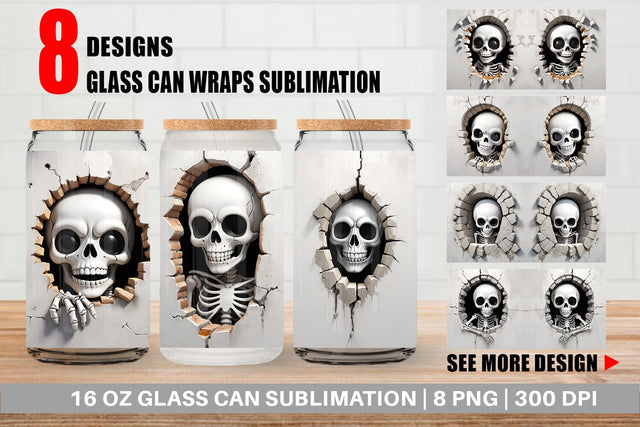 Glass Can Skeleton in Wall Sublimation artnoy 