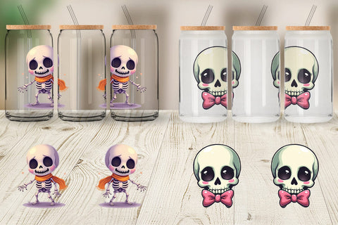 Glass Can Skeleton Skulls Sublimation artnoy 