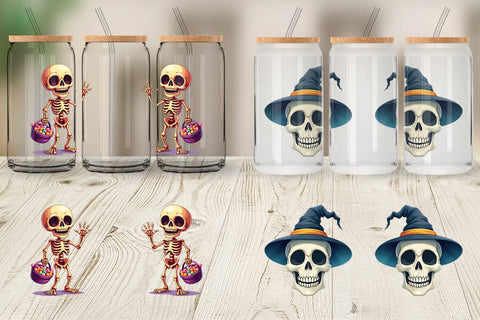 Glass Can Skeleton Skulls Sublimation artnoy 