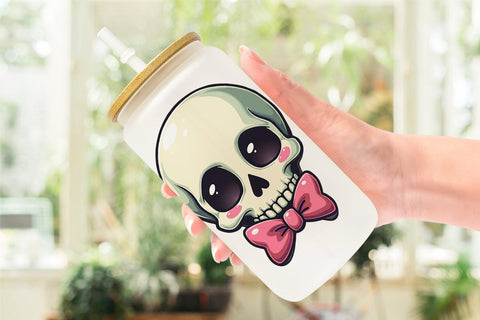 Glass Can Skeleton Skulls Sublimation artnoy 