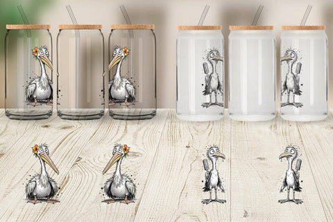 Glass Can Skinny Beach Sketch Animal Sublimation artnoy 