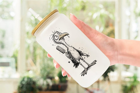 Glass Can Skinny Beach Sketch Animal Sublimation artnoy 