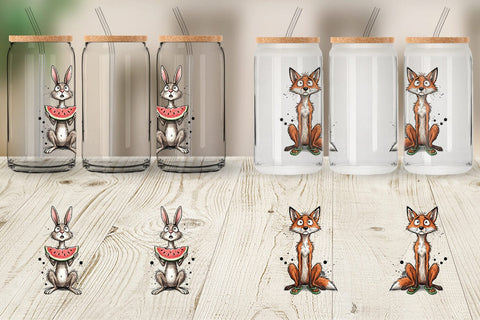 Glass Can Skinny Beach Sketch Animal Sublimation artnoy 