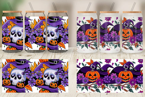Glass Can Skull Pattern Sublimation artnoy 