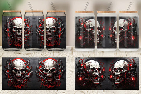 Glass Can Skull with Tentacles Sublimation artnoy 