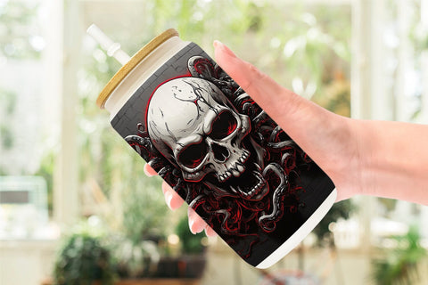 Glass Can Skull with Tentacles Sublimation artnoy 