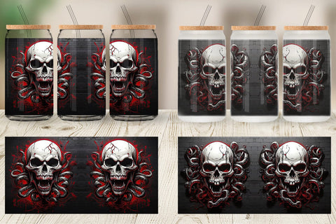 Glass Can Skull with Tentacles Sublimation artnoy 