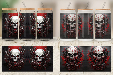 Glass Can Skull with Tentacles Sublimation artnoy 