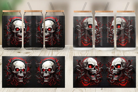 Glass Can Skull with Tentacles Sublimation artnoy 
