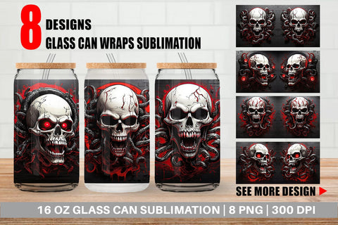 Glass Can Skull with Tentacles Sublimation artnoy 