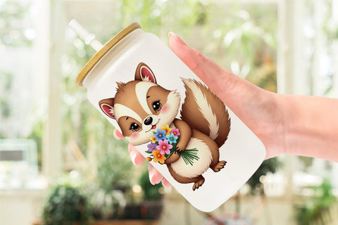 Glass Can Skunk Spring Bouquet Sublimation artnoy 