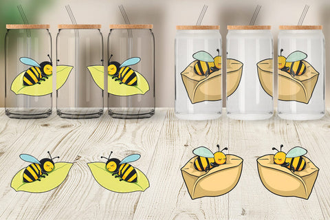 Glass Can Sleeping Bee on Leaf Sublimation artnoy 