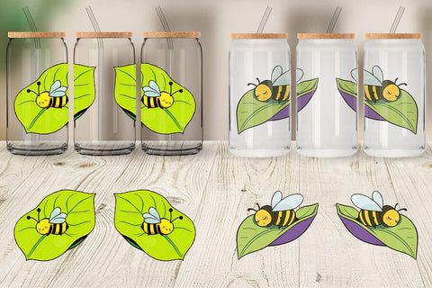 Glass Can Sleeping Bee on Leaf Sublimation artnoy 