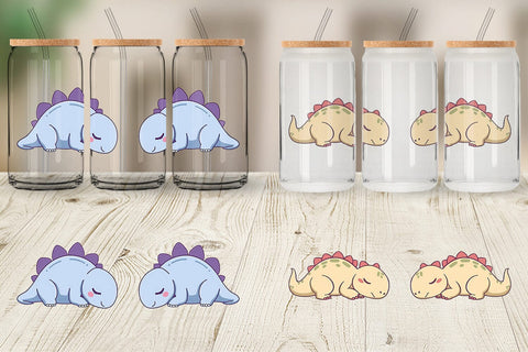 Glass Can Sleeping Dinosaur Sublimation artnoy 
