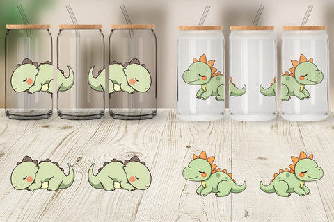Glass Can Sleeping Dinosaur Sublimation artnoy 