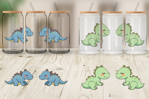 Glass Can Sleeping Dinosaur Sublimation artnoy 