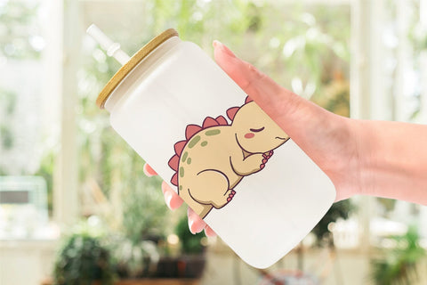 Glass Can Sleeping Dinosaur Sublimation artnoy 