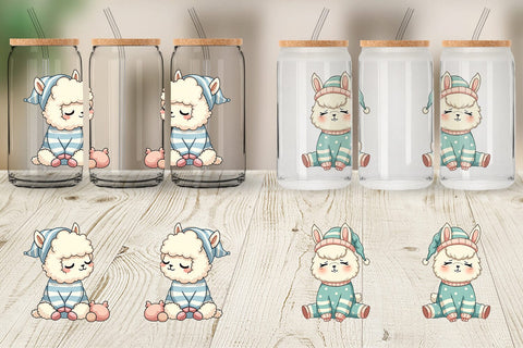 Glass Can Sleepy Alpaca Sublimation artnoy 