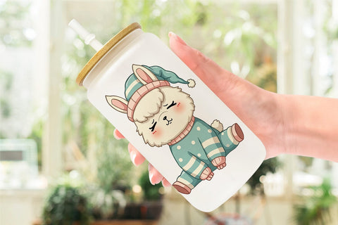 Glass Can Sleepy Alpaca Sublimation artnoy 